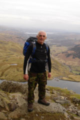 Terry Davies at the top of Jack's Rake on Pavey Ark, near Lake Windermere